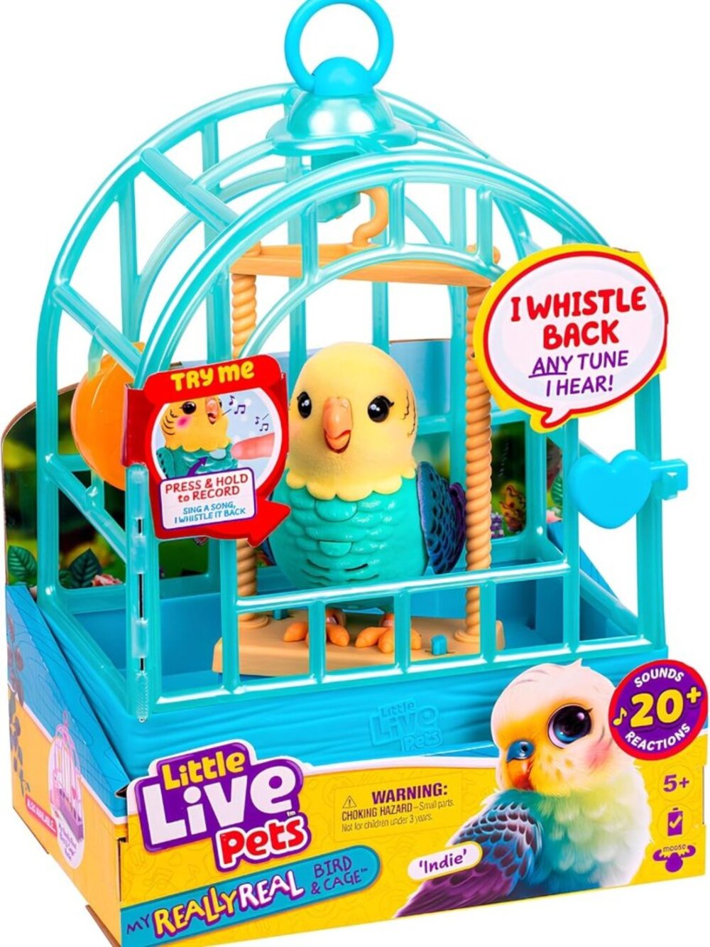 Interactive Talking Bird Toy with Cage - 20+ Sounds & Reactions, Fun for Kids
